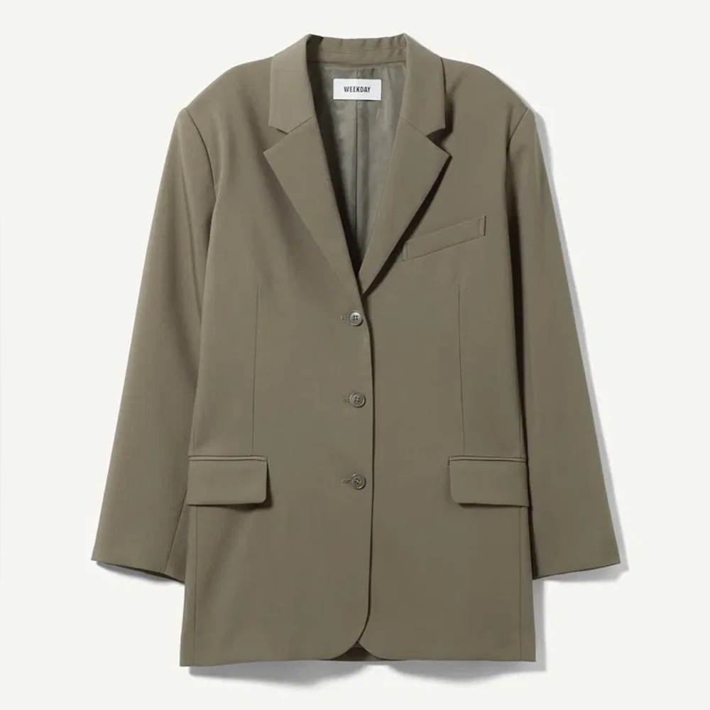 WEEKDAY Women’s 42 Sofia Oversized single breasted blazer Neutral Tone Preppy